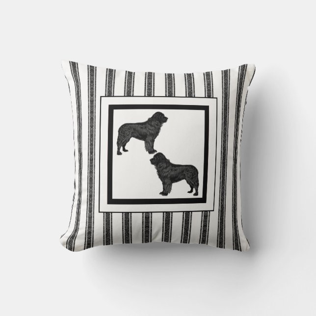 Black Newfoundland Throw Pillow (Front)