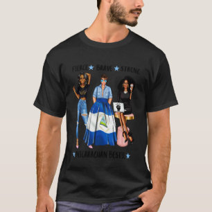 Black Nicaraguan Bestie With Afro Strong Woman Fla T-Shirt