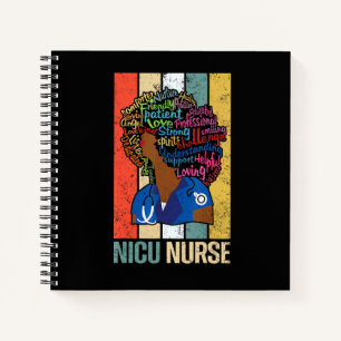 Black Nicu Nurse For African American Melanin Nur Notebook