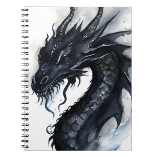 Black Nidhogg Dragon Notebook Watercolor Design