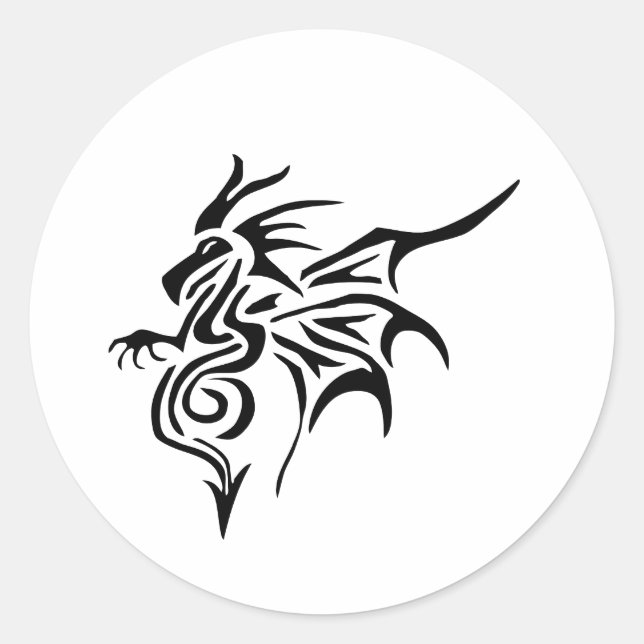 Black night dragon classic round sticker (Front)