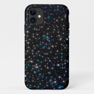 Black Night Sky Silver & Blue Sparkly Stars Case-Mate iPhone Case