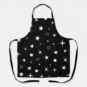 Black night sky stars apron
