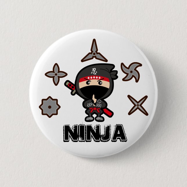 Black Ninja Boy 6 Cm Round Badge (Front)