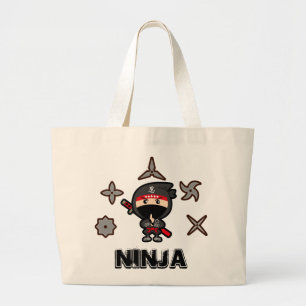 Black Ninja Boy Large Tote Bag