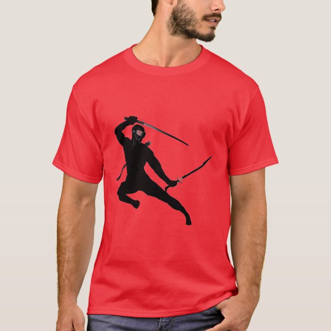 Black Ninja on red T-Shirt (Front)