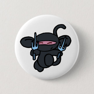 Black Ninja with Sai-No Words 6 Cm Round Badge