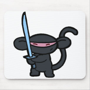 Black Ninja with Sword- No Words Mouse Pad