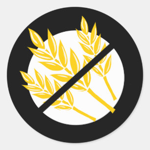 Black No Gluten Symbol No Wheat Classic Round Sticker