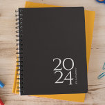 Black Noir Personal 2024 Weekly Planner<br><div class="desc">Simple personal stationery 2024 annual planner with black noir cover. Annual planner (12 months) with open monthly overviews and weekly planning sheets. Contact for assistance in personalising.</div>