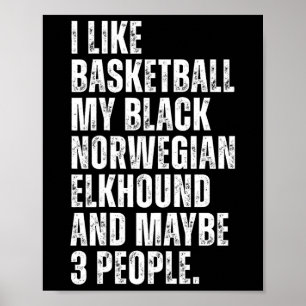 Black Norwegian Elkhound Dog Owner Sketll Lover Fu Poster