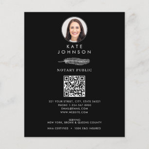 Black Notary Signing Agent Quill Logo Photo Flyer