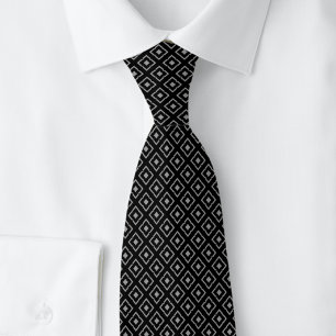 Black Notched Diamond Tie