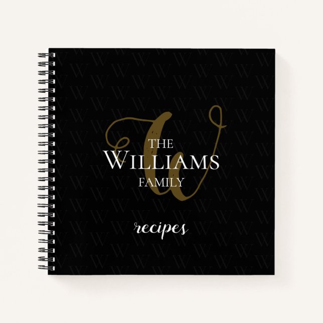 black notebook for family recipes (Front)