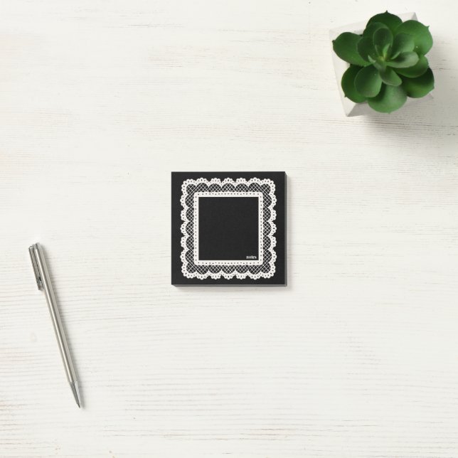 Black Notes with White Doily Trim (Office)