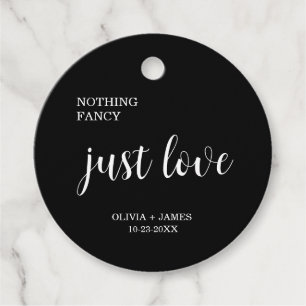 Black Nothing Fancy Just Love Wedding   Favour Tags