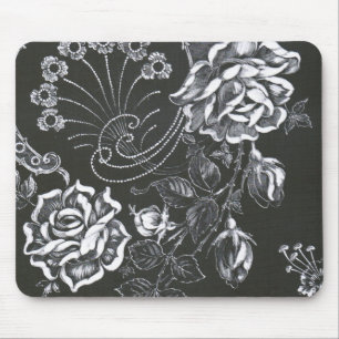 Black Nouveau Floral...mousepad Mouse Pad
