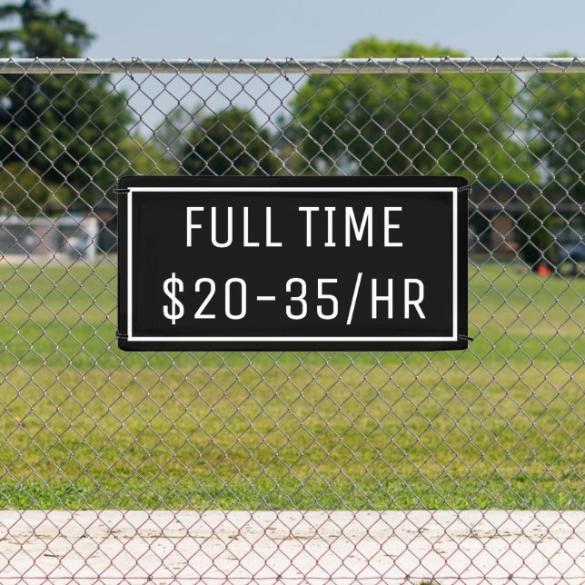 Black Now Hiring Sign Banner (Insitu)