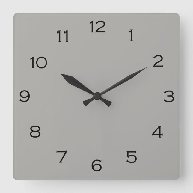 Black Numbers On Grey wccn Square Wall Clock (Front)