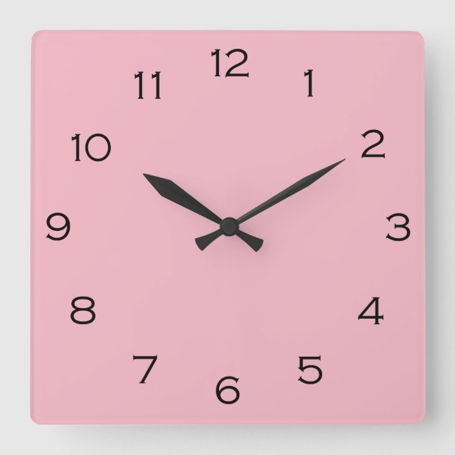 Black Numbers On Pink wccn Square Wall Clock (Front)