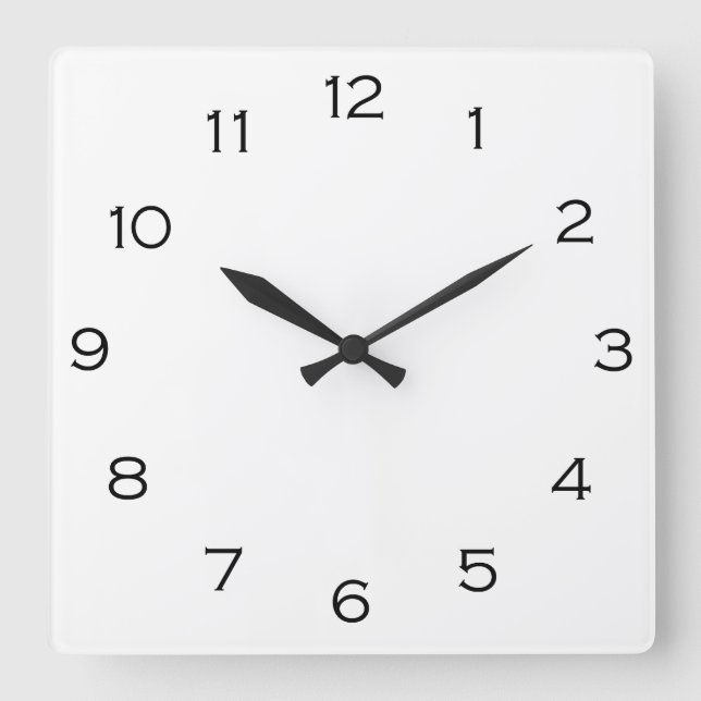 Black Numbers On White wccnt Square Wall Clock (Front)