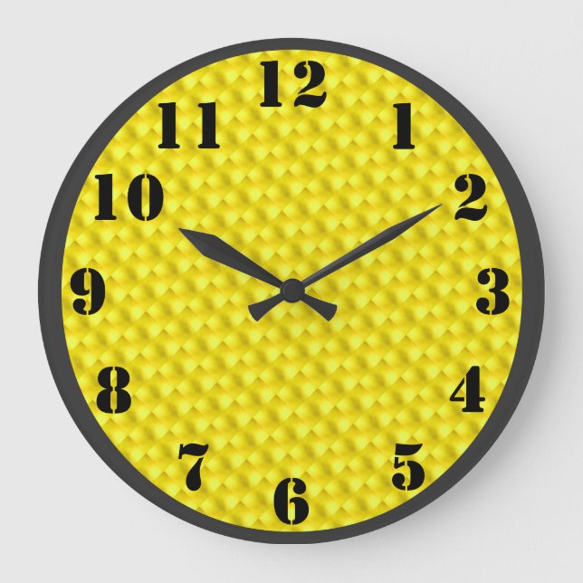 Black Numbers on Yellow Background Large Clock (Front)