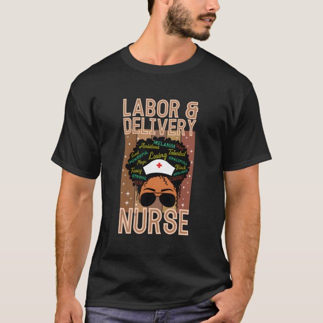 Black Nurse African American Women Tees Labour And (Front)