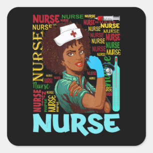 Black Nurse Afro Magic Black History Month Nurse M Square Sticker