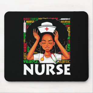 Black Nurse Afro Woman Juneteenth Black History Mo Mouse Pad
