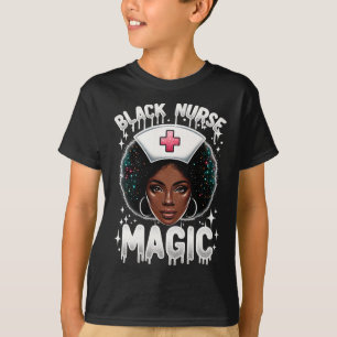 Black Nurse Black History Month Afro Queen Black W T-Shirt