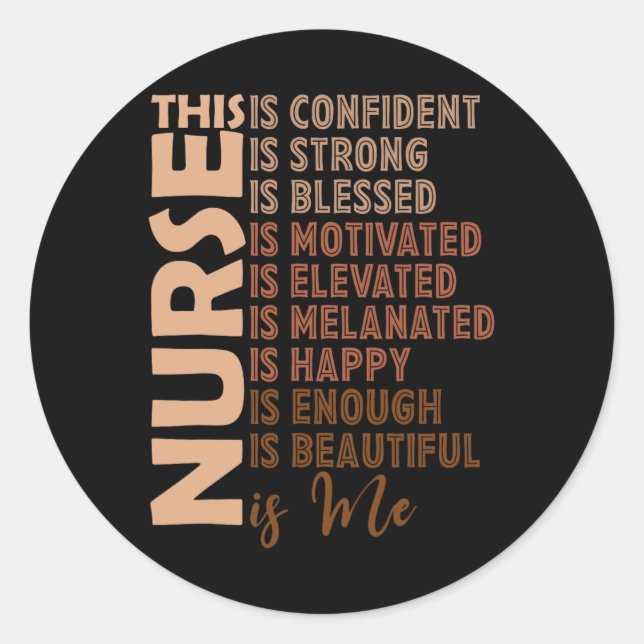 Black Nurse Black History Nurse Melanin Afro Woman Classic Round Sticker (Front)