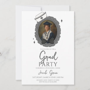Black Nurse Graduation Party Invitation
