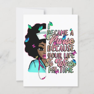 Black nurse hospital nurses' melanin woman nursing postcard