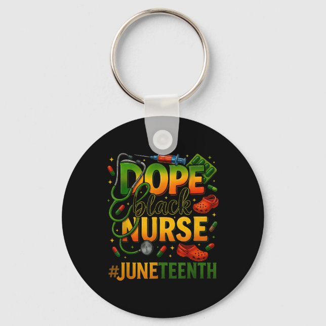 Black Nurse Juneteenth Medical Pride _1  Key Ring (Front)