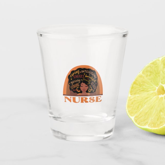 Black Nurse Nursing Design Shot Glass (Front)
