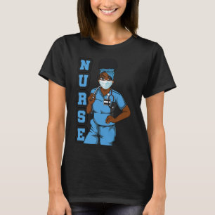 Black Nurse Uniform Face Mask Afro African Women F T-Shirt