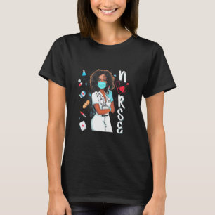 Black Nurse Uniform Face Mask Afro African Women T-Shirt