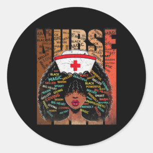 Black Nurse Woman Afro Melanin Vintage Black Histo Classic Round Sticker