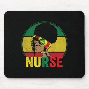 Black Nurse Woman Afro Melanin Vintage Black Histo Mouse Pad