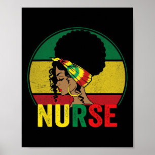 Black Nurse Woman Afro Melanin Vintage Black Histo Poster