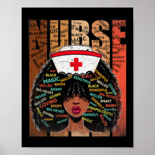 Black Nurse Woman Afro Melanin Vintage Black Histo Poster