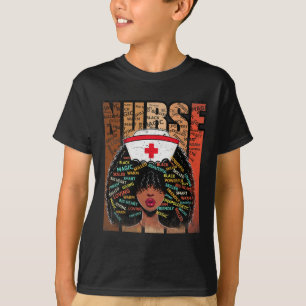 Black Nurse Woman Afro Melanin Vintage Black Histo T-Shirt