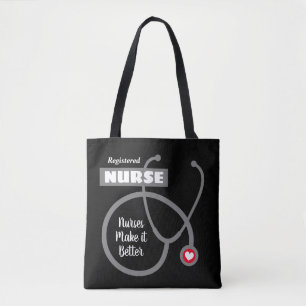Black nursing tote bags for RN nurse