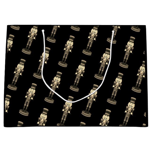 Black Nutcracker Soldier Christmas | Large Gift Bag (Front)