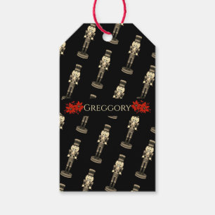 Black Nutcracker Soldier Poinsettia  Gift Tags