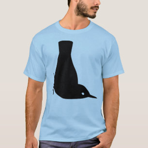 Black Nuthatch Bird Facing Downward T-Shirt