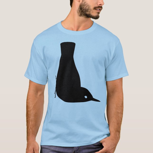 Black Nuthatch Bird Facing Downward T-Shirt (Front)