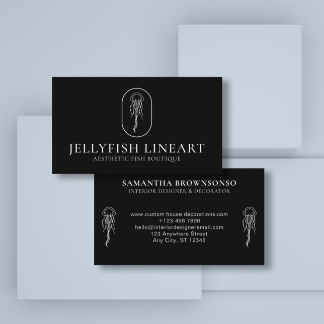 Black Ocean Nautical Jellyfish Business Card (Creator Uploaded)