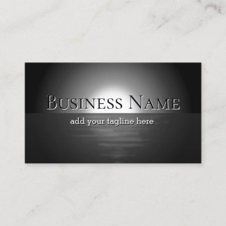 Black Ocean Night Moon Background Professional Business Card