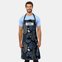Black Ocean Seahorse All-Over Print Apron
